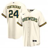 Camiseta Beisbol Hombre Milwaukee Brewers William Contreras Replica Primera Crema