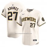 Camiseta Beisbol Hombre Milwaukee Brewers Willy Adames Primera Limited Crema