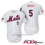 Camiseta Beisbol Hombre New York Mets 2017 Estrellas y Rayas David Wright Blanco Flex Base