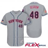 Camiseta Beisbol Hombre New York Mets 2017 Estrellas y Rayas Jacob Degrom Gris Flex Base