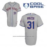 Camiseta Beisbol Hombre New York Mets Mike Piazza 31 Gris Cool Base