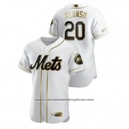 Camiseta Beisbol Hombre New York Mets Pete Alonso Golden Edition Autentico Blanco