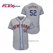 Camiseta Beisbol Hombre New York Mets Yoenis Cespedes 150th Aniversario Patch Autentico Flex Base Gris