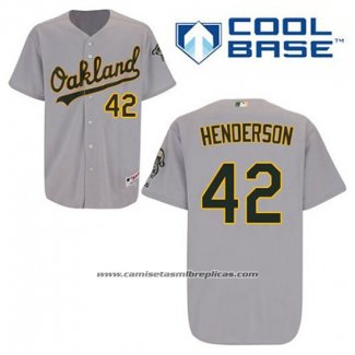 Camiseta Beisbol Hombre Oakland Athletics Dave Henderson 42 Gris Cool Base