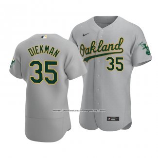 Camiseta Beisbol Hombre Oakland Athletics Jake Diekman Autentico Road Gris