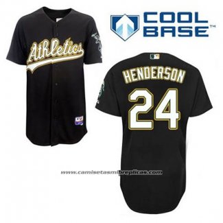 Camiseta Beisbol Hombre Oakland Athletics Rickey Henderson 24 Negro Cool Base