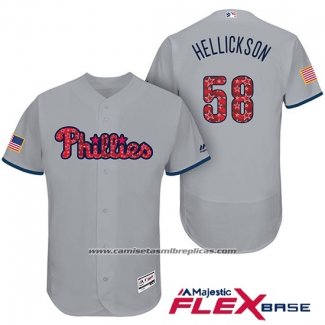 Camiseta Beisbol Hombre Philadelphia Phillies 2017 Estrellas y Rayas Jeremy Hellickson Gris Flex Base