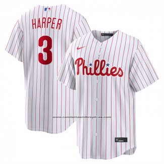 Camiseta Beisbol Hombre Philadelphia Phillies Bryce Harper Primera Replica Blanco1