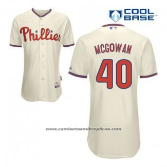 Camiseta Beisbol Hombre Philadelphia Phillies Dustin Mcgowan 40 Crema Alterno Cool Base