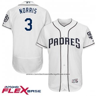 Camiseta Beisbol Hombre San Diego Padres 3 Derek Norris Blanco 2017 Flex Base