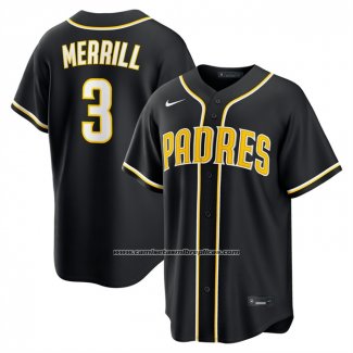 Camiseta Beisbol Hombre San Diego Padres Jackson Merrill Fashion Replica Negro