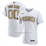 Camiseta Beisbol Hombre San Diego Padres Personalizada 2022 All Star Autentico Blanco