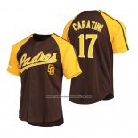 Camiseta Beisbol Hombre San Diego Padres Victor Caratini Replica Button Down Raglan Marron