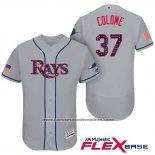 Camiseta Beisbol Hombre Tampa Bay Rays 2017 Estrellas y Rayas Alex Colome Gris Flex Base