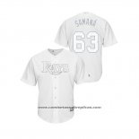 Camiseta Beisbol Hombre Tampa Bay Rays Diego Castillo 2019 Players Weekend Replica Blanco