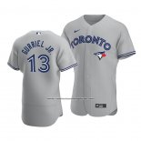 Camiseta Beisbol Hombre Toronto Blue Jays Lourdes Gurriel Jr. Autentico Road Gris