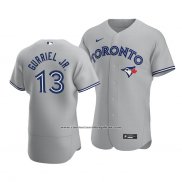 Camiseta Beisbol Hombre Toronto Blue Jays Lourdes Gurriel Jr. Autentico Road Gris