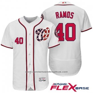 Camiseta Beisbol Hombre Washington Nationals 40 Wilson Ramos Blanco 2017 Flex Base