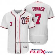 Camiseta Beisbol Hombre Washington Nationals 7 Trea Turner Blanco 2017 Flex Base