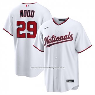 Camiseta Beisbol Hombre Washington Nationals James Wood Primera Replica Blanco
