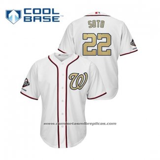 Camiseta Beisbol Hombre Washington Nationals Juan Soto 2019 Gold Program Cool Base Blanco