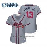 Camiseta Beisbol Mujer Atlanta Braves Ronald Acuna Jr. Cool Base Road 2019 Gris