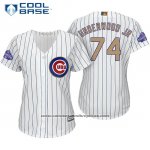 Camiseta Beisbol Mujer Chicago Cubs 74 Duane Underwood Jr. Blanco Oro Cool Base