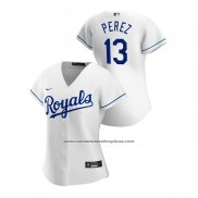Camiseta Beisbol Mujer Kansas City Royals Salvador Perez 2020 Replica Primera Blanco