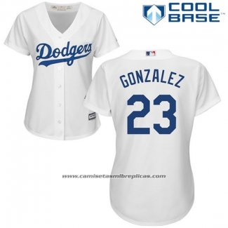 Camiseta Beisbol Mujer Los Angeles Dodgers Adrian Gonzalez Cool Base Blanco