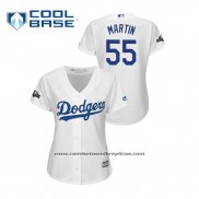 Camiseta Beisbol Mujer Los Angeles Dodgers Russell Martin 2019 Postemporada Cool Base Blanco