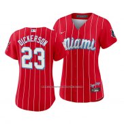 Camiseta Beisbol Mujer Miami Marlins Corey Dickerson 2021 City Connect Sugar Kings Rojo