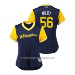 Camiseta Beisbol Mujer Milwaukee Brewers Aaron Wilkerson 2018 LLWS Players Weekend Wilky Azul