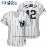 Camiseta Beisbol Mujer New York Yankees 2017 Postemporada Chase Headley Blanco Cool Base