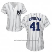 Camiseta Beisbol Mujer New York Yankees Miguel Andujar Blanco Primera