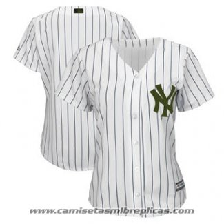 Camiseta Beisbol Mujer New York Yankees Personalizada Blanco