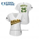 Camiseta Beisbol Mujer Oakland Athletics Stephen Piscotty 2019 Postemporada Cool Base Blanco