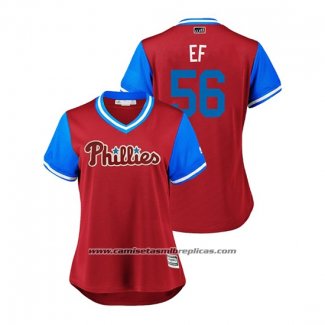 Camiseta Beisbol Mujer Philadelphia Phillies Zach Eflin 2018 LLWS Players Weekend Ef Scarlet