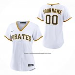 Camiseta Beisbol Mujer Pittsburgh Pirates Primera Replica Personalizada Blanco