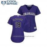 Camiseta Beisbol Mujer Rockies Charlie Blackmon Cool Base Replica Violeta