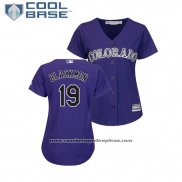 Camiseta Beisbol Mujer Rockies Charlie Blackmon Cool Base Replica Violeta