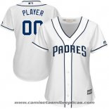 Camiseta Beisbol Mujer San Diego Padres Personalizada Blanco