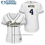 Camiseta Beisbol Mujer San Diego Padres Wil Myers 4 Blanco Primera Cool Base