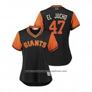 Camiseta Beisbol Mujer San Francisco Giants Johnny Cueto 2018 LLWS Players Weekend El Jucho Negro