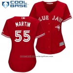 Camiseta Beisbol Mujer Toronto Blue Jays 55 Russell Martin Scarlet2017 Cool Base
