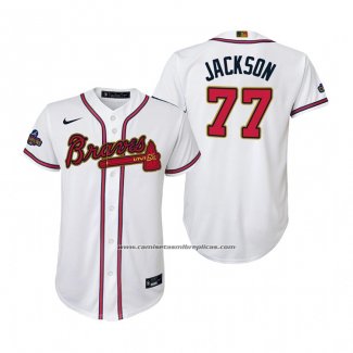 Camiseta Beisbol Nino Atlanta Braves Luke Jackson 2022 Gold Program Replica Blanco