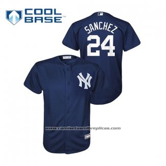Camiseta Beisbol Nino New York Yankees Gary Sanchez Cool Base Alterno Azul
