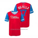 Camiseta Beisbol Nino Philadelphia Phillies Rhys Hoskins 2018 LLWS Players Weekend Big Fella Scarlet