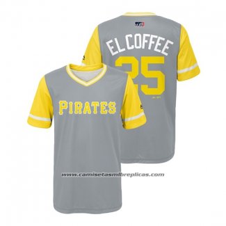 Camiseta Beisbol Nino Pittsburgh Pirates Gregory Polanco 2018 LLWS Players Weekend El Coffee Gris