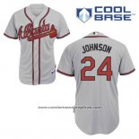 Camiseta Beisbol Hombre Atlanta Braves 24 Kelly Johnson Gris Cool Base