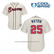 Camiseta Beisbol Hombre Atlanta Braves 25 Cameron Maybin Crema Alterno Cool Base